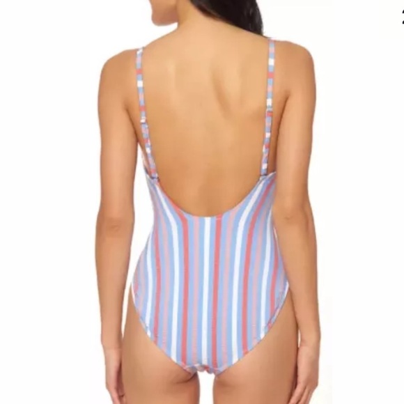 JESSICA Simpson Miami Stripe Tie Waist Swimsuit - Picture 2 of 9